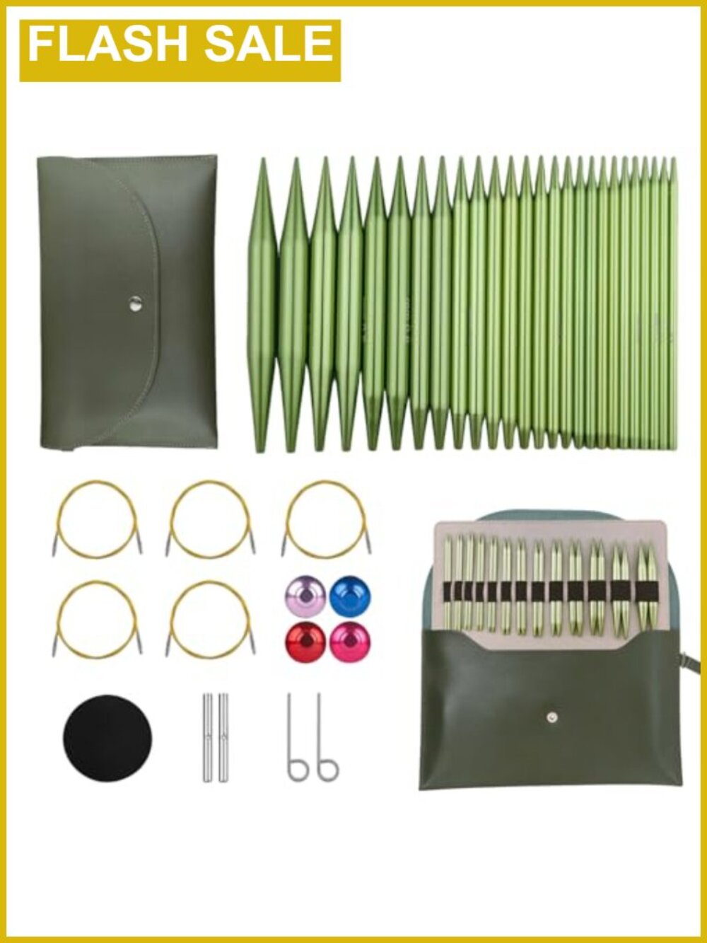 Interchangeable Circular Knitting Needles Set 13 Pairs Aluminum 3-10mm with